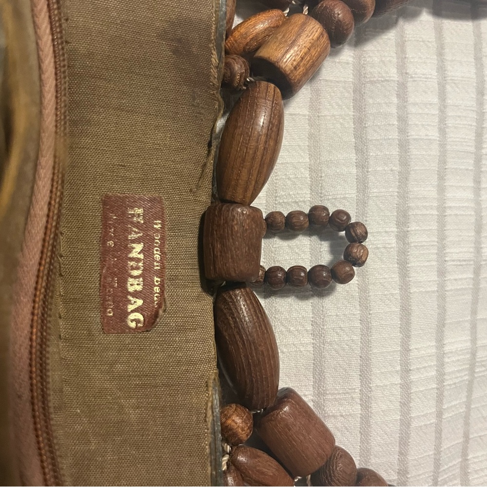 Vintage Brown Wooden Beaded Handbag - Picture 2 of 3